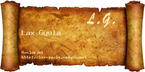 Lax Gyula névjegykártya